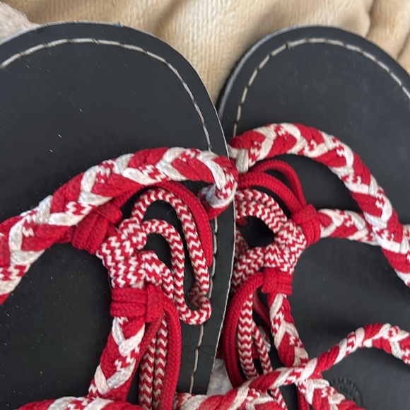 Women’s Braided Vines Island Wear Sandals Red & White US Sz 10 - Picture 3 of 5